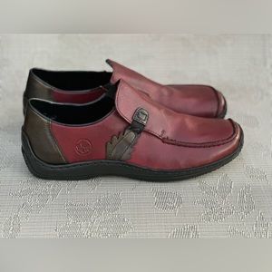 NEW Rieker Leather Slip On Shoe Size 38 Red/Maroon